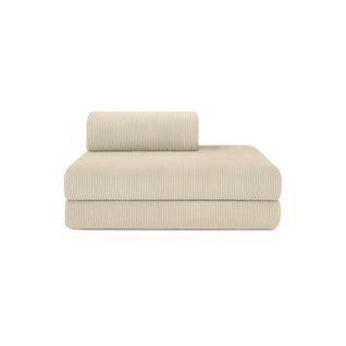 Canapé Droit Modulable Et Convertible 2 Places - Velours Côtelé - Beige