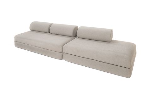 Canapé Droit Convertible 5 Places - Tissu Imperméable - Beige Clair