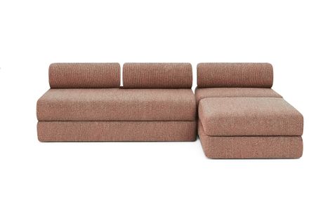 Canapé Droit Convertible 6 Places - Tissu Tweed - Rouge