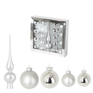 Kit De 19 Boules De Noel Argent