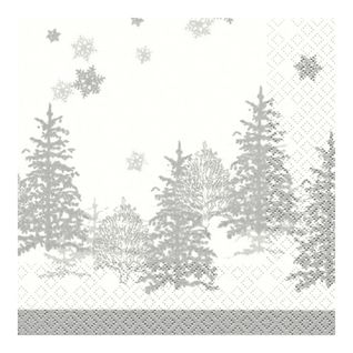 Lot De 20 Serviettes Papier Sapin Argent