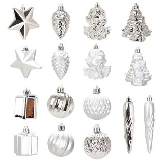 Kit De 16 Boules Et Decoration De Noel Argent