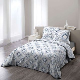 Parure Housse De Couette 240 X 220 Cm Folio Bleu