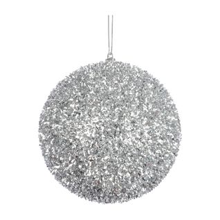 1 Boule Polyfoam Decore Paillette Argent