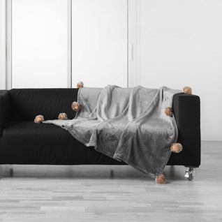 Plaid Pompons 125x150cm Snowy Gris