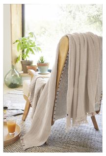 Plaid Quadruple Gaze De Coton 130 X 160 Cm Gaia Beige