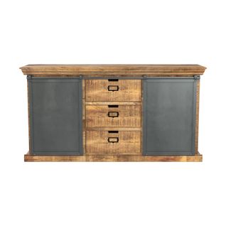 Buffet En Bois 3 Tiroirs 2 Portes Coulissantes En Métal - Tabuk