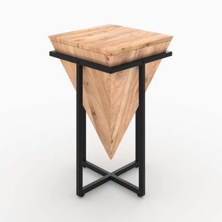 Grande Sellette En Bois D'acacia Et Métal - Shanghai