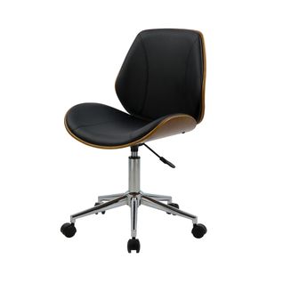 Chaise De Bureau Pivotante En Bois En Pu Noir - Archie