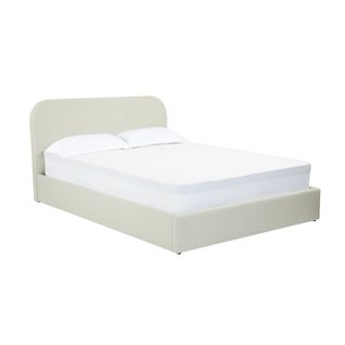 Lit Double Avec Coffre 160x200 Cm En Tissu Gris/beige - Tilly