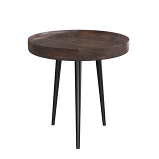 Table D'appoint Ronde En Bois De Manguier Foncé D40 Cm - Palak