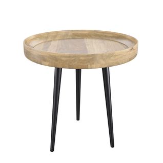 Table D'appoint Ronde En Bois De Manguier Clair D40 Cm - Palak