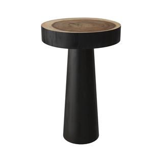 Table D'appoint Ronde Noire En Bois De Suar D35 Cm - Janah