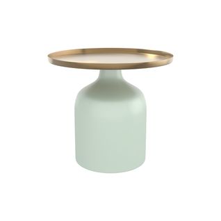 Table D'appoint Ronde En Métal Vert D'eau Et Laiton D44,5 Cm - Lyne