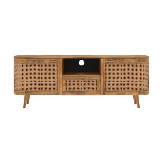 Meuble TV En Bois De Manguier Et Cannage 145 Cm - Wava