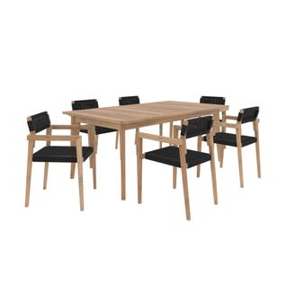 Ensemble Table Et 6 Chaises De Jardin En Bois De Teck - Tunga