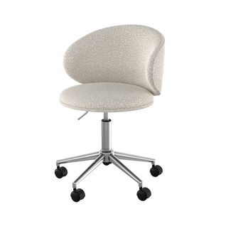 Chaise De Bureau Pivotante Et Réglable En Tissu Bouclé Blanc - Aurore