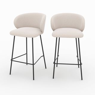 Lot De 2 Chaises Pour Îlot Central En Tissu Beige 68 Cm - Victoria