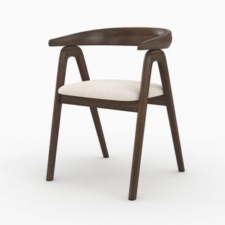 Chaise En Bois D'hévéa Foncé Et Tissu Bouclé Crème - Hawa