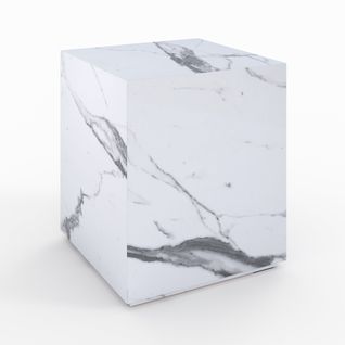 Table D'appoint Effet Marbre Blanche - Lison
