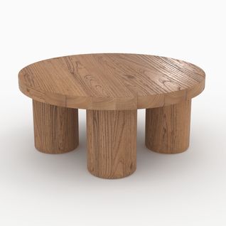 Table Basse Ronde En Bois D'orme D80 Cm - Paula