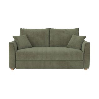 Canapé Convertible 2 Places En Tissu Texturé Vert Kaki - Olympe