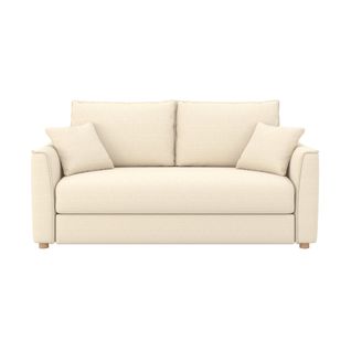 Canapé Convertible 2 Places En Tissu Texturé Beige - Olympe