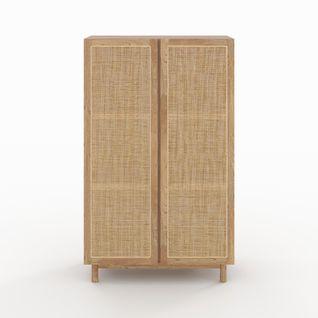 Armoire En Bois Massif De Mindi Et Rotin - Delya