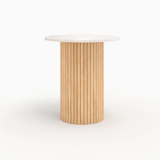 Table D'appoint En Marbre Et Bois De Manguier D40 Cm - Agathe