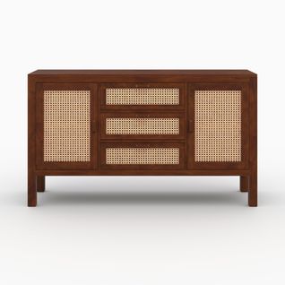 Buffet En Bois De Manguier Et Cannage - Tiki