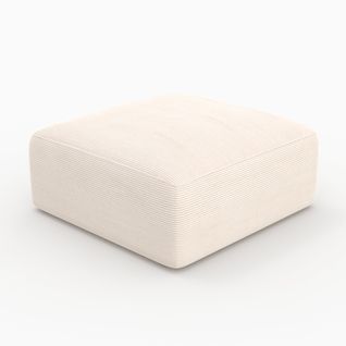 Pouf Carré Pour Canapé Modulable En Velours Blanc Cassé - Mina
