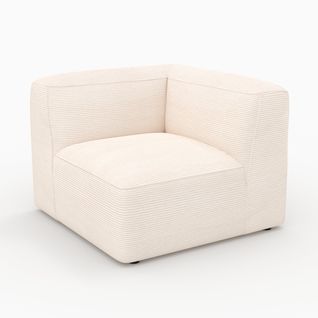 Angle Droit Pour Canapé Modulable En Velours Blanc Cassé - Mina