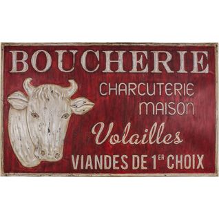 Grande Plaque Vintage En Fer 122,5 X 74 Cm Boucherie Charcuterie