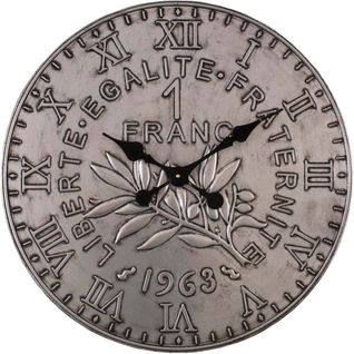 Horloge En Fer Pièce De Monnaie 60 Cm 1 Franc - Argent