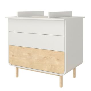 Commode à Langer 3 Tiroirs Sasha   Blanc Et Bois