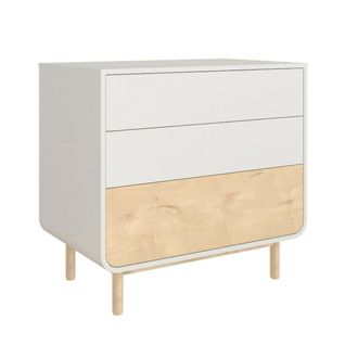 Commode 3 Tiroirs Sasha   Blanc Et Bois