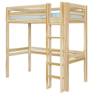 Pack Lit Mezzanine 2 Places Avec Matelas 120x190 Cm Dorsé  Bois Naturel