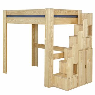 Lit Mezzanine 2 Places Avec Bureau 140x190 Cm Lex  Bois Naturel