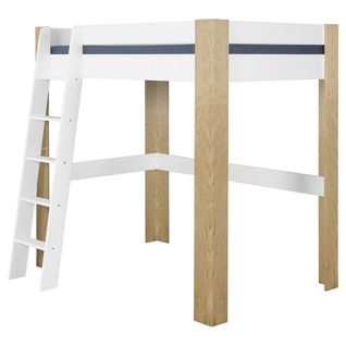 Pack Lit Mezzanine 2 Places Avec Bureau Et Matelas 140x190 Cm Lee  Blanc Et Bois