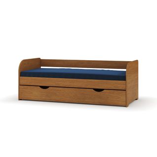 Pack Lit Banquette Gigogne Avec Matelas 80x190 Cm Ezra  Noisette