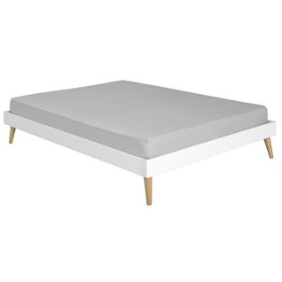Pack Lit 2 Places Avec Pieds Et Matelas 120x190 Cm Darla  Blanc