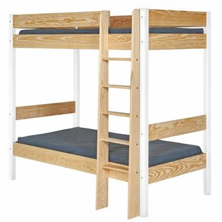 Lit Superposé 90x190 Cm Clem  Blanc Et Bois