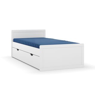 Pack Lit Enfant Gigogne Avec Matelas 90x190 Cm Peter  Blanc