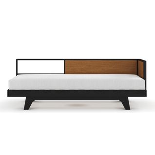 Pack Lit Méridienne Gigogne Avec Matelas 80x200 Cm Clark  Noir Et Noisette