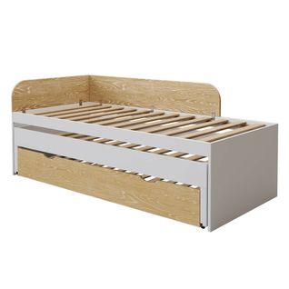 Lit Gigogne 3 Places 90x200 Cm Noha  Blanc Et Bois