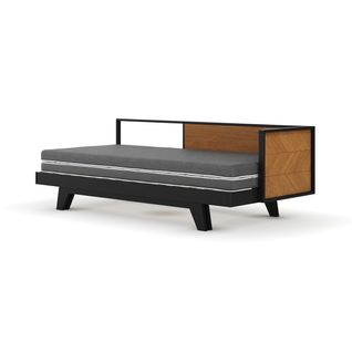 Pack Lit Méridienne Gigogne Avec Matelas 90x200 Cm Kent  Noir Et Noisette