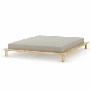 Pack Lit 2 Places Futon Avec Matelas 160x200 Cm Paolo  Bois Naturel