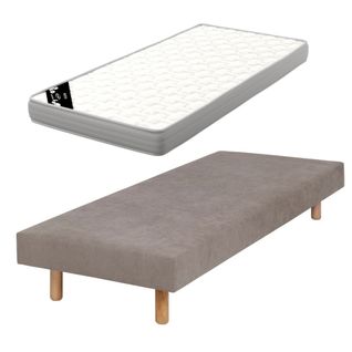 Pack Sommier Tapissier Avec Matelas 80x200 Cm Habby  Lin