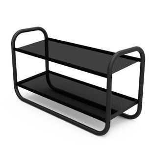 Étagère à Chaussures En Métal Et Tissu Noir 63 X 23 X 35 Cm