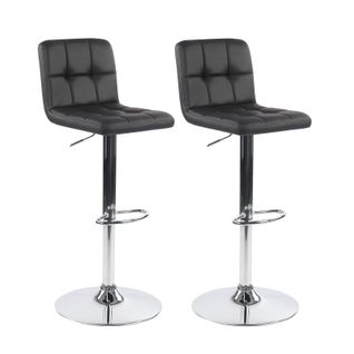 Lot De 2 Tabourets De Bar En Simili Cuir Noir 45 X 51 X 88 Cm